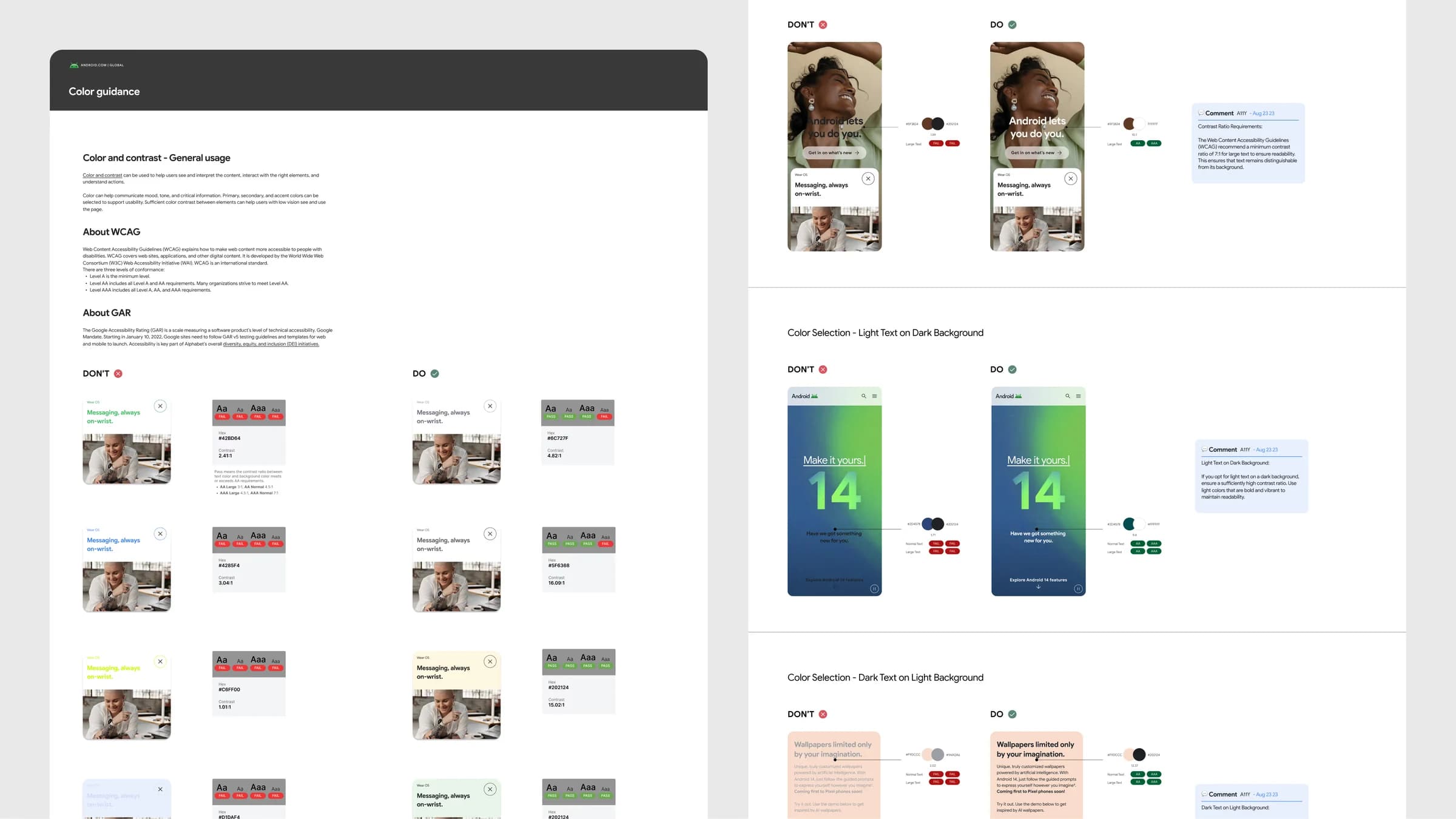 Card component documentation showing image and text variants across layouts and themes.