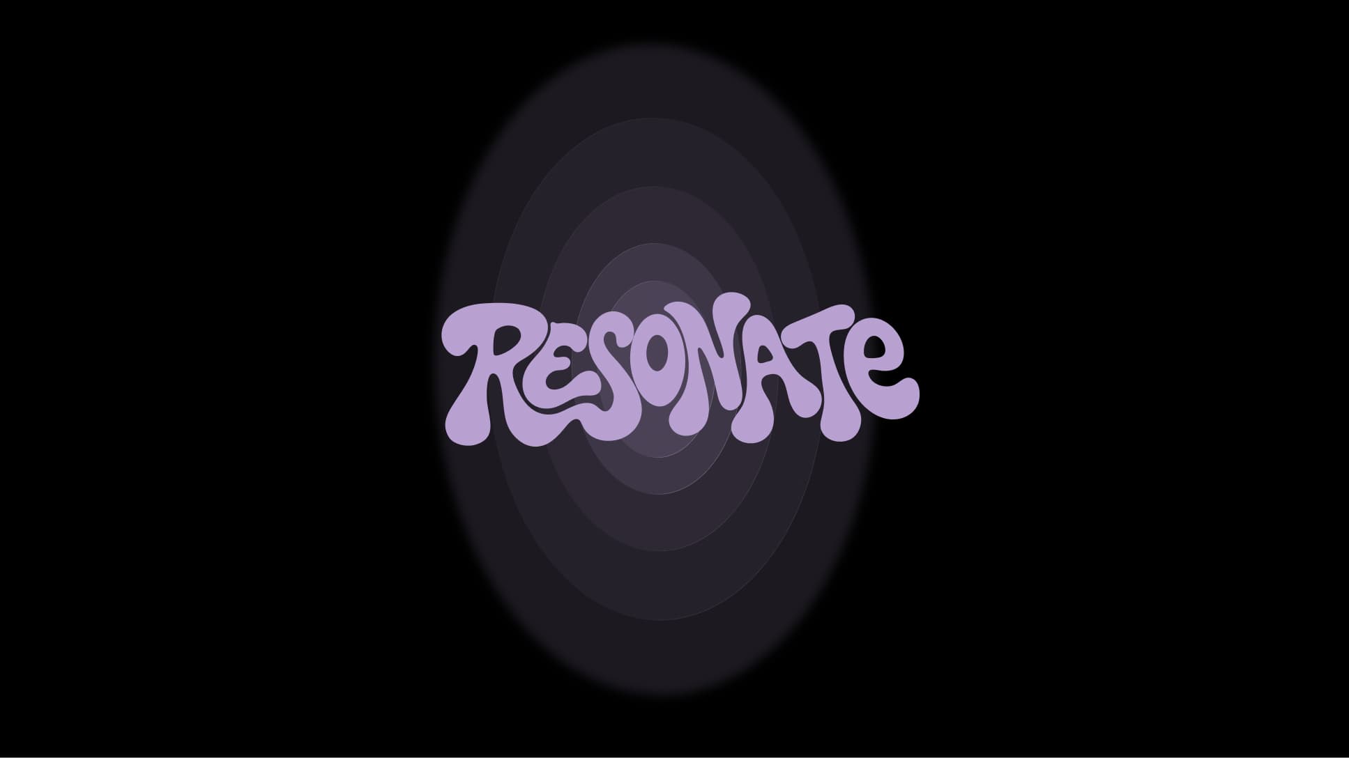 The purple Resonate wordmark over soft concentric rings on a black background.