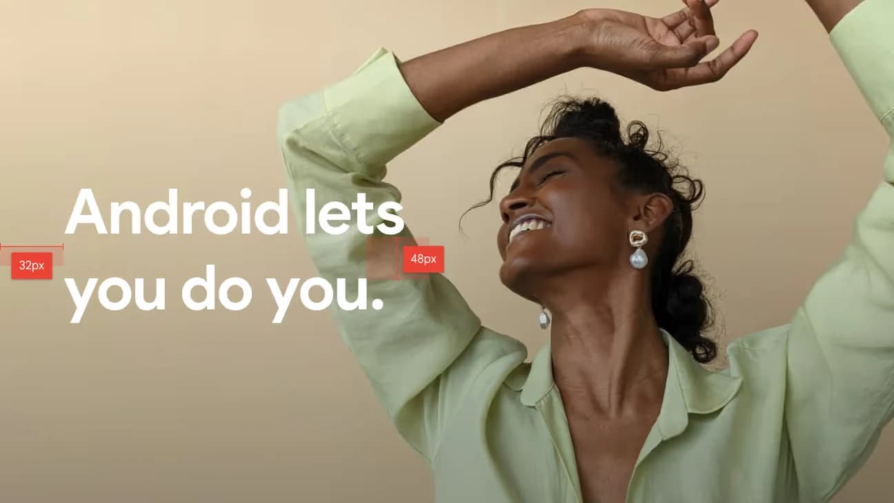 A woman dancing joyfully beside the headline “Android lets you do you.”