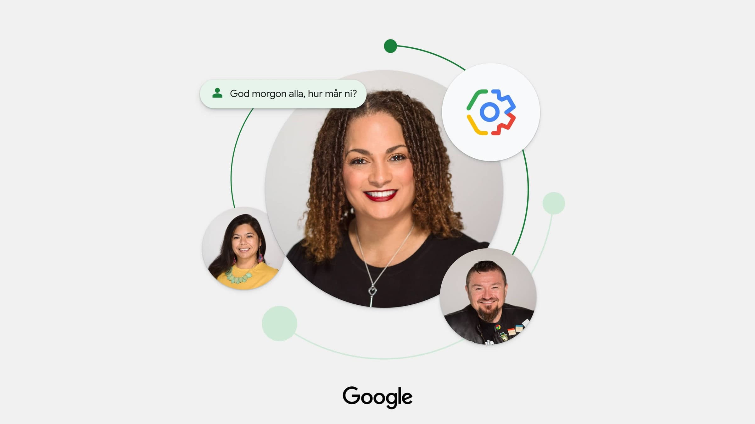 Portraits of three educators connected in a circle around the Google for Education admin icon, with the Google logo below.