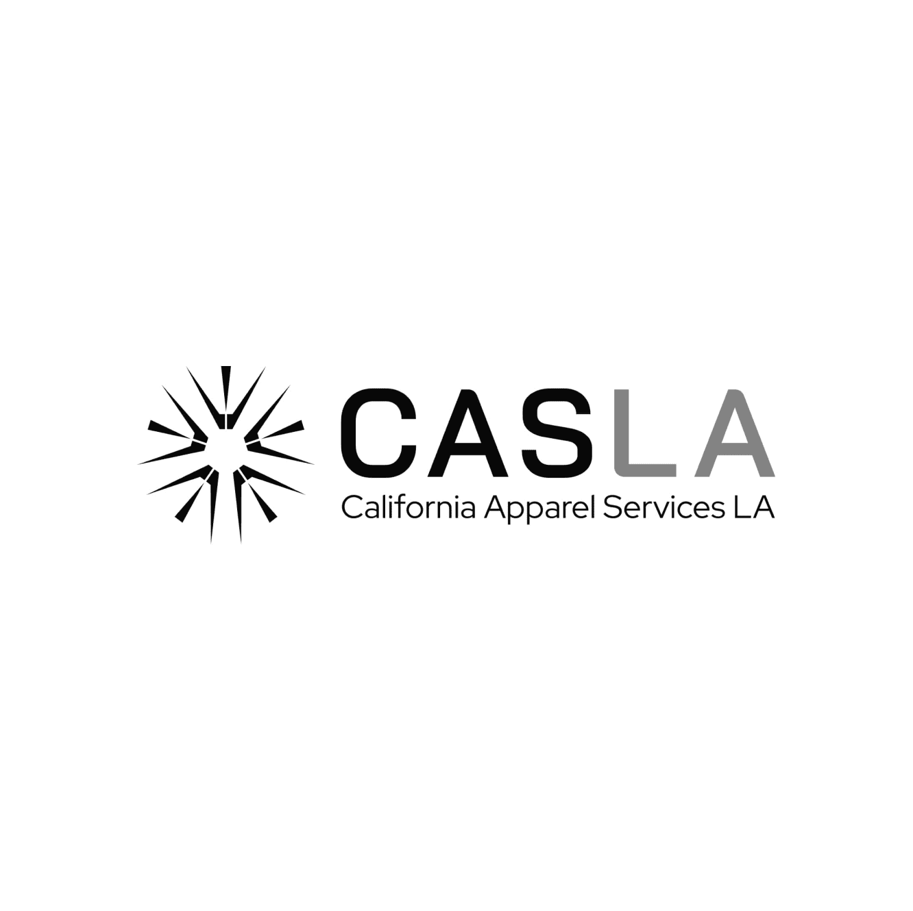 CASLA logo — California Apparel Services LA — in black and grey.